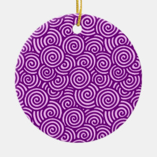 Japanese swirl pattern - orchid pink and purple ceramic tree decoration