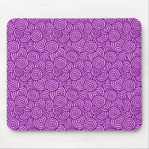 Japanese swirl pattern - orchid pink and purple mouse mat