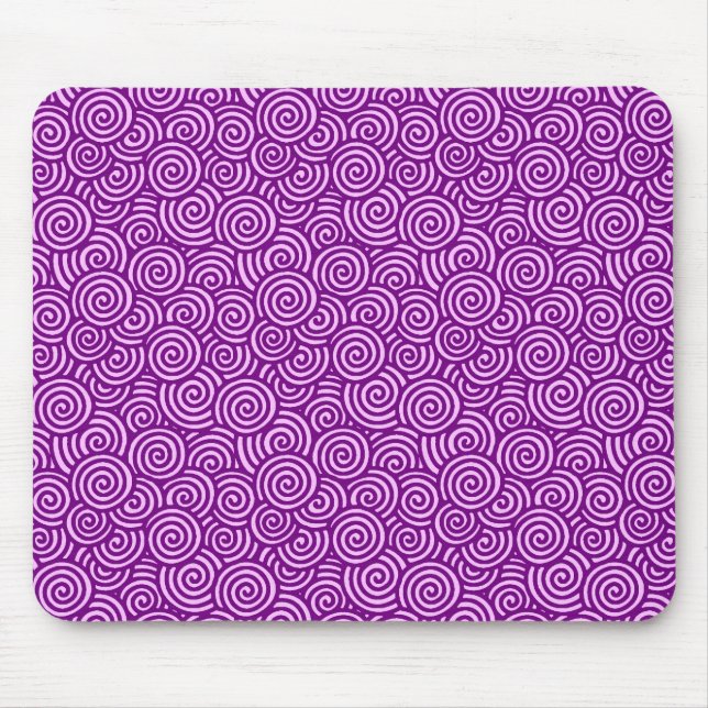 Japanese swirl pattern - orchid pink and purple mouse mat (Front)