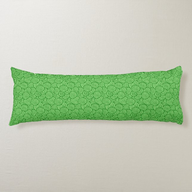 Japanese swirl pattern - pine and lime green body cushion (Front)