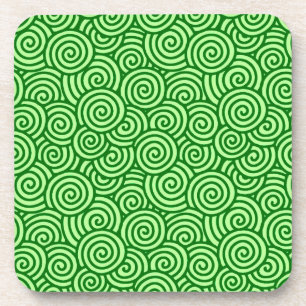 Japanese swirl pattern - pine and lime green coaster