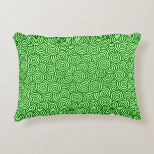 Japanese swirl pattern - pine and lime green decorative cushion