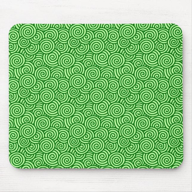 Japanese swirl pattern - pine and lime green mouse mat (Front)