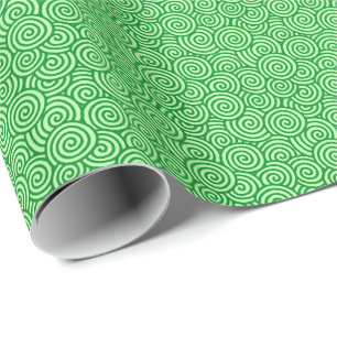 Japanese swirl pattern - pine and lime green wrapping paper