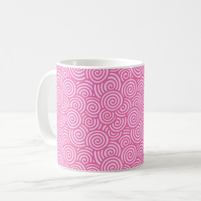 Japanese swirl pattern - soft peppermint pink coffee mug (Front Left)