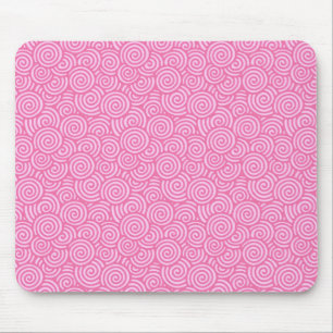 Japanese swirl pattern - soft peppermint pink mouse mat