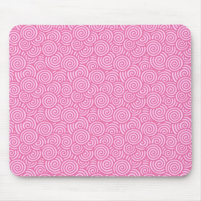 Japanese swirl pattern - soft peppermint pink mouse mat (Front)