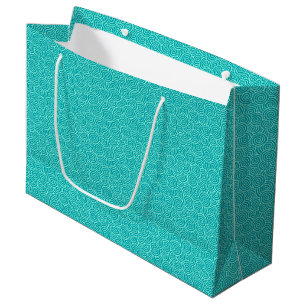 Japanese swirl pattern - turquoise and aqua large gift bag