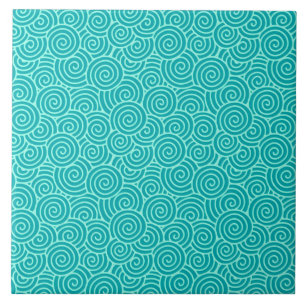 Japanese swirl pattern - turquoise and aqua tile