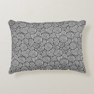 Japanese swirl pattern - white and black decorative cushion