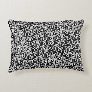 Japanese swirl pattern - white and black decorative cushion