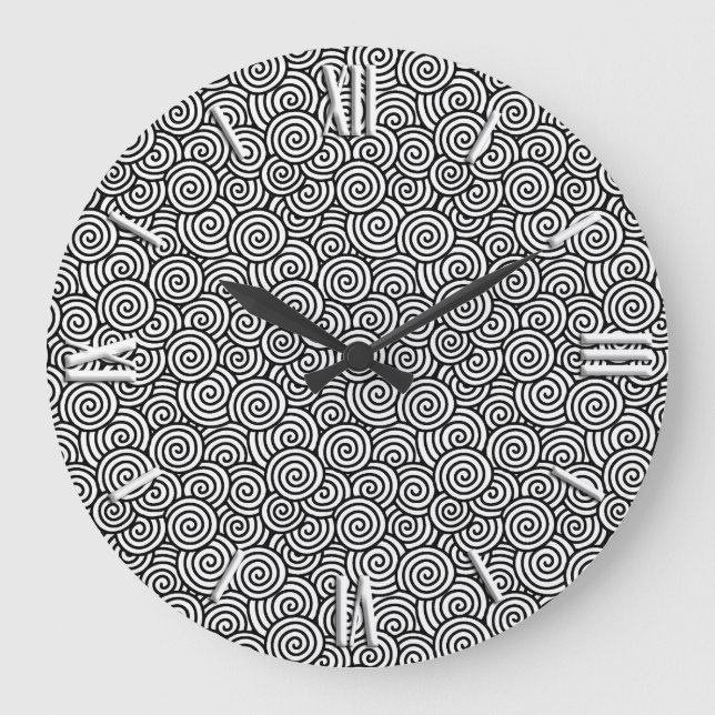 Japanese swirl pattern - white and black large clock (Front)