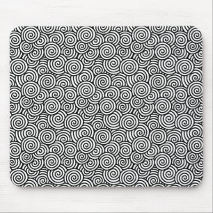 Japanese swirl pattern - white and black mouse mat
