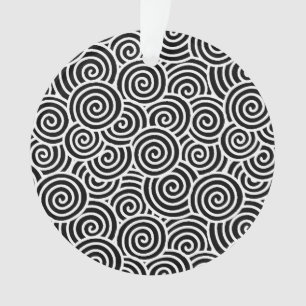 Japanese swirl pattern - white and black ornament