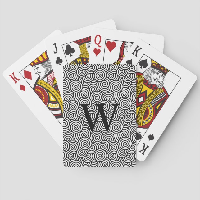 Japanese swirl pattern - white and black playing cards (Back)