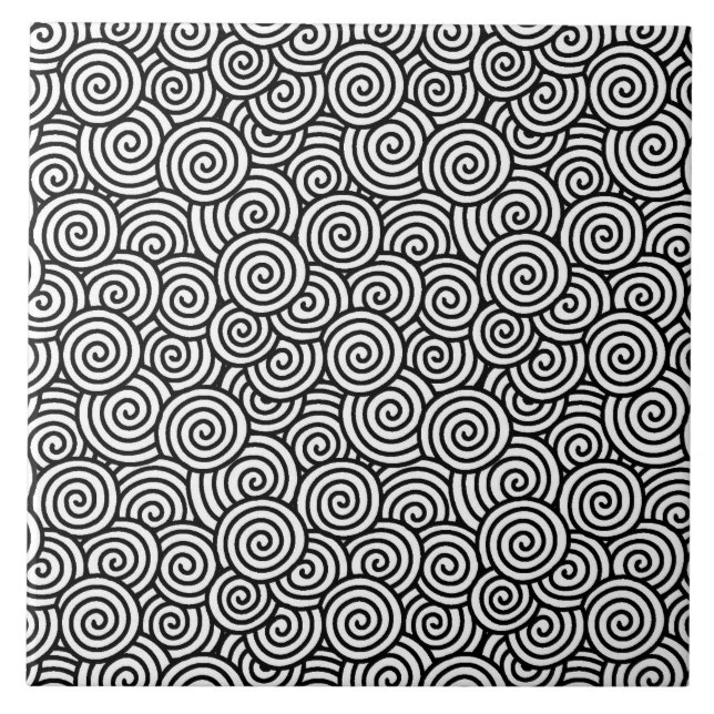 Japanese swirl pattern - white and black tile (Front)