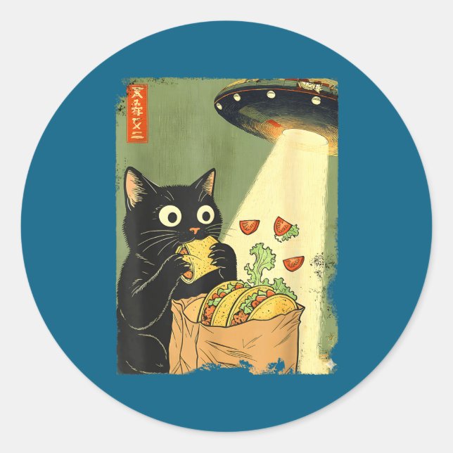 Japanese Tacos Anime UFO Cat Special Classic Round Sticker (Front)