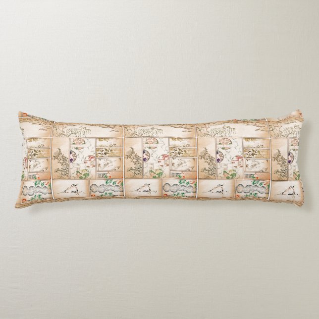 Japanese Tapestry Asian Collage tsuzure nishiki Body Cushion (Front)