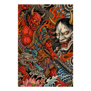 Japanese Tattoo Art / Demons, Hannya, Dragon Poster
