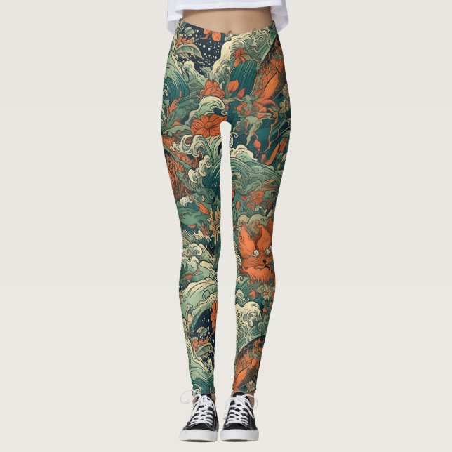 Japanese Tattoo Art Sea Creatures Leggings (Front)