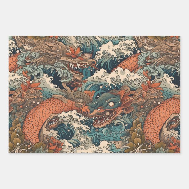 Japanese Tattoo Art Wrapping Paper Sheet (Front)