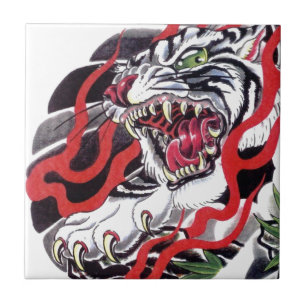 Japanese Tattoo Design- White Tiger Tile