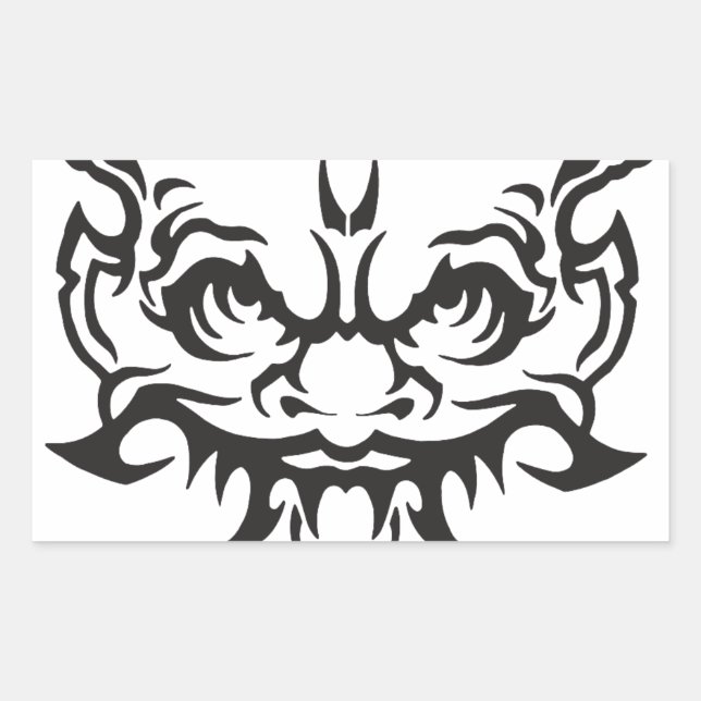 Japanese Tattoo Oni Demon Rectangular Sticker (Front)