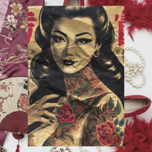 Japanese Tattooed Pin-up Tissue Paper