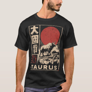 Japanese Taurus Zodiac Red Sun Bull T-Shirt