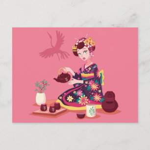 Japanese Tea Ceremony, Crane Postcard