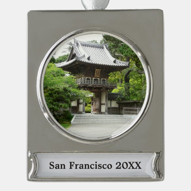 Japanese Tea Garden in San Francisco Silver Plated Banner Ornament (Front)