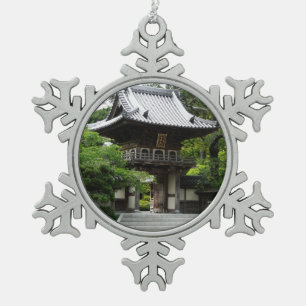 Japanese Tea Garden in San Francisco Snowflake Pewter Christmas Ornament