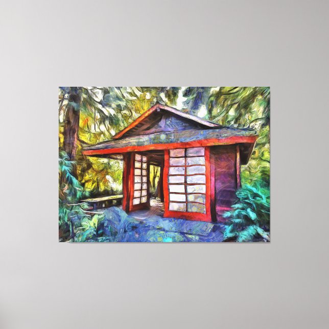 Japanese Tea House in the Forest Canvas Print (Front)