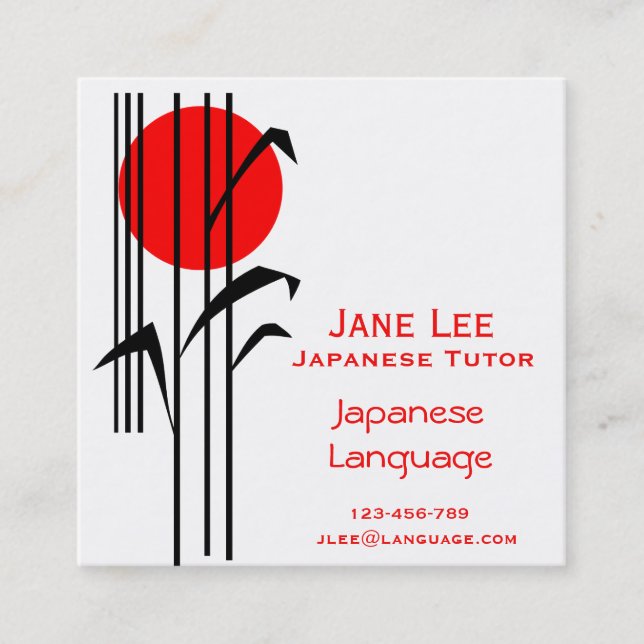 Japanese Teacher Japanese language tutor Square Business Card (Front)