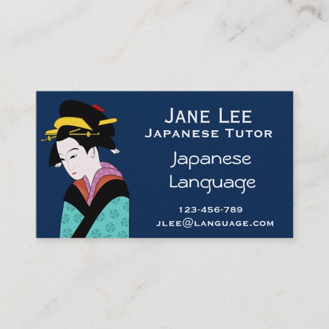Japanese Teacher language tutor Business Card (Front)