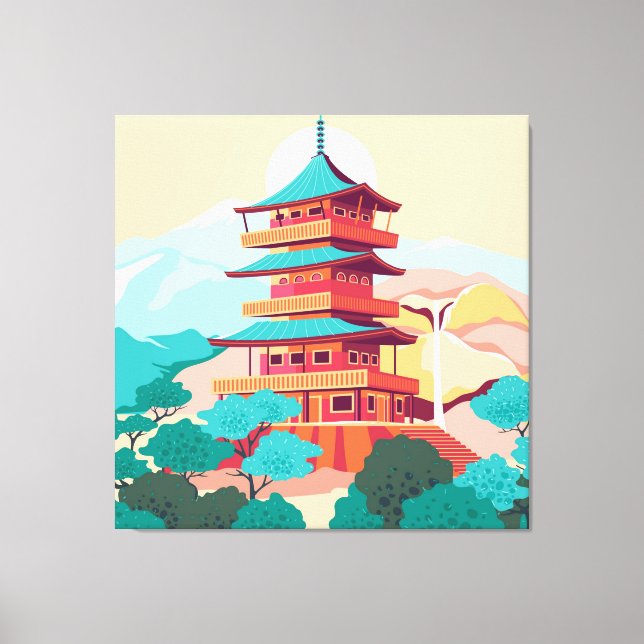  Japanese Temple Canvas Print (Front)