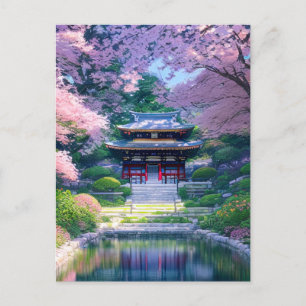 Japanese Temple in a Stunning Garden Postcard