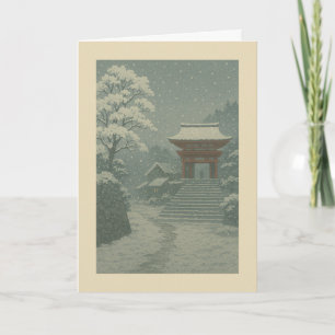 Japanese Temple in Winter - Christmas Card