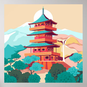 Japanese Temple Poster