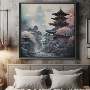 Japanese Temple Traditional Paining Photo Print