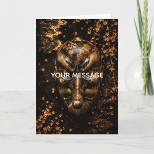 Japanese Tengu Mask Black Gold Art Personalized Ca Card