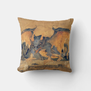 Japanese Tengu With Four Eyes Throw Pillow