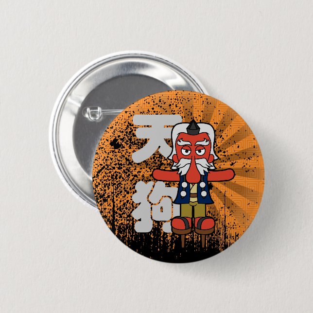 Japanese Tengu Yokai 6 Cm Round Badge (Front & Back)