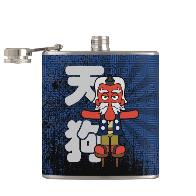 Japanese Tengu Yokai Monster Hip Flask (Opened)