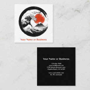 Japanese The Great Wave, Mount Fuji, Sakura Square Business Card