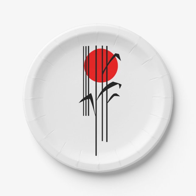 Japanese themed dinner party with Rising sun Paper Plate (Front)