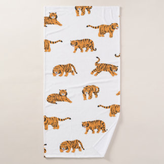 Japanese tiger animal doodle seamless vintage hand bath towel