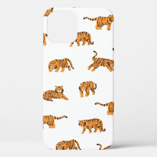 Japanese tiger animal doodle seamless vintage hand iPhone 12 case