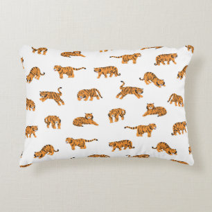Japanese tiger animal doodle seamless vintage hand decorative cushion