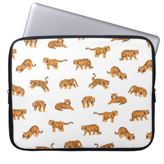 Japanese tiger animal doodle seamless vintage hand laptop sleeve